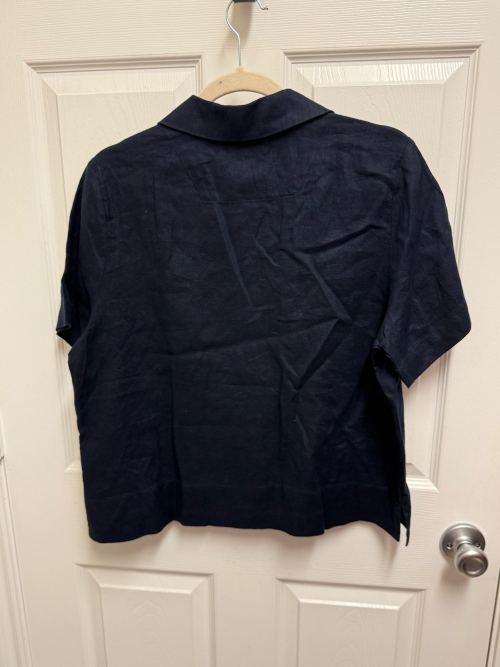 Quince Navy Button Down Linen Top - Picture 10 of 11